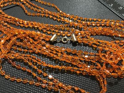 Vintage Multi-Strand Orange-Colored Faceted Early plastic Bead Necklace