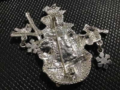 Vintage Christmas Snowman and Cardinals Brooch