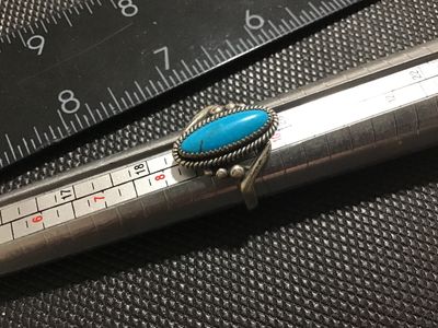 Vintage Sterling Silver Turquoise Ring Size 9.5. Hallmarked