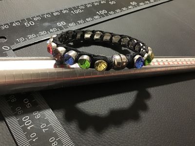 Multi-Color Rhinestone and Black Cord Magnetic Clasp Bracelet