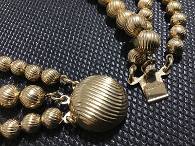 Vintage Sarah Coventry 3-Strand Gold-Tone Ribbed Bead Necklace