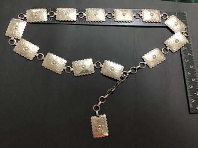 Vintage Silver-Tone Concho Style Link Belt
