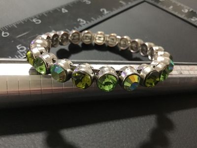 Green and Aurora Borealis Rhinestone Bracelet