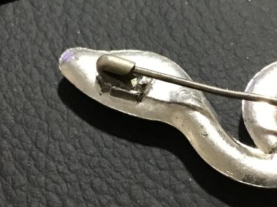 Vintage/Antique Rhinestone Snake Brooch with Red Eye
