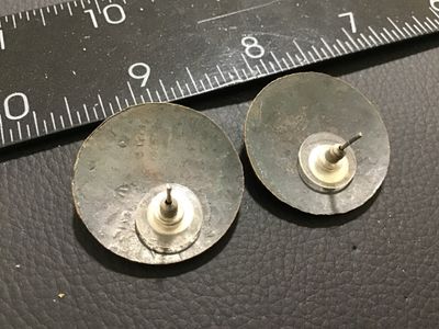 Vintage Brutalist Mixed Metal Post Earrings with Amber-Colored Accents