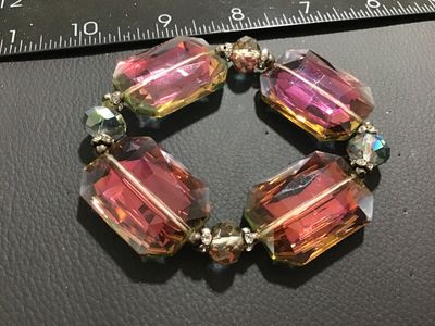 Vintage Iridescent Aurora Borealis Crystal Stretch Bracelet