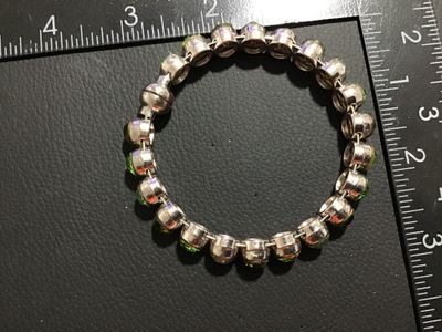 Green and Aurora Borealis Rhinestone Bracelet