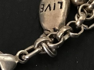 DV Sterling Silver & Pearl Inspirational Charm Bracelet
