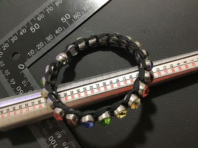 Multi-Color Rhinestone and Black Cord Magnetic Clasp Bracelet