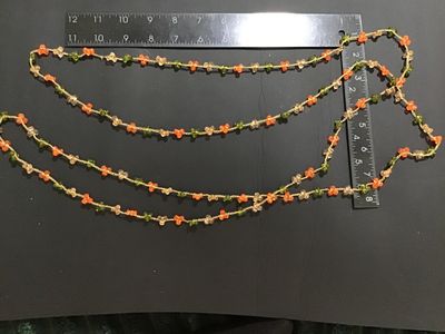 Vintage Crochet Gold Thread Necklace with Tri-Lobe Faux Glass Beads