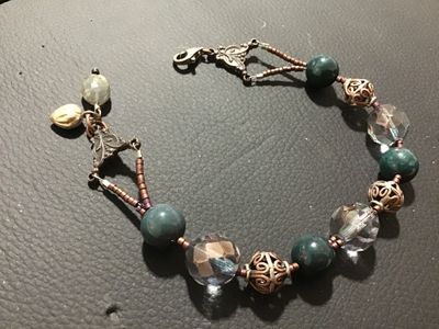Artisan Beaded Bracelet with Gemstones and Filigree Accents