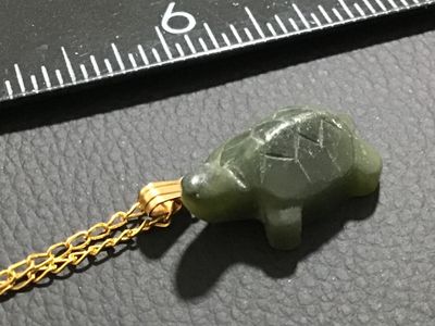 Carved Green Jadeite Jade Turtle Pendant Necklace
