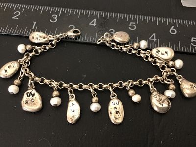 DV Sterling Silver & Pearl Inspirational Charm Bracelet