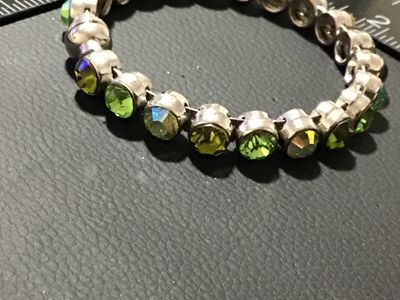 Green and Aurora Borealis Rhinestone Bracelet