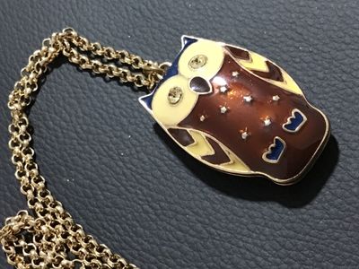 Enamel Double sided Owl Pendant Necklace