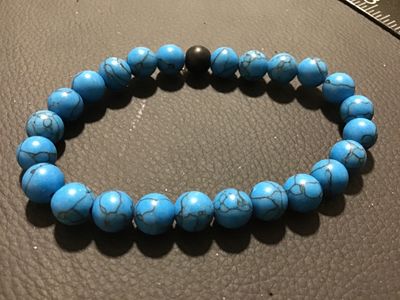 Blue Turquoise-Style Beaded Stretch Bracelet