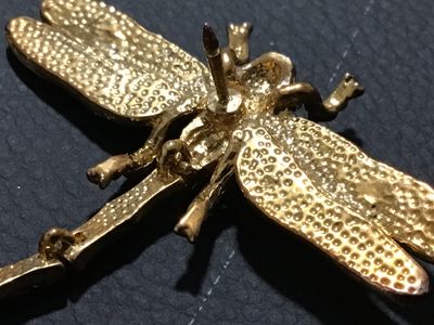 Vintage Enamel and Rhinestone Articulated Dragonfly Brooch