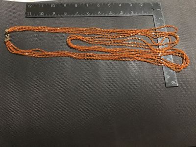 Vintage Multi-Strand Orange-Colored Faceted Early plastic Bead Necklace