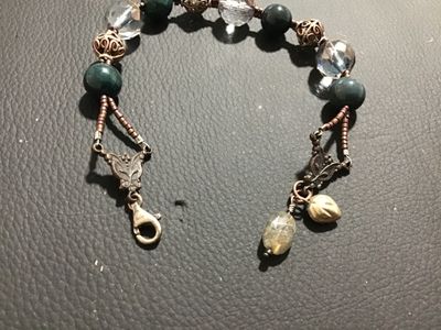 Artisan Beaded Bracelet with Gemstones and Filigree Accents