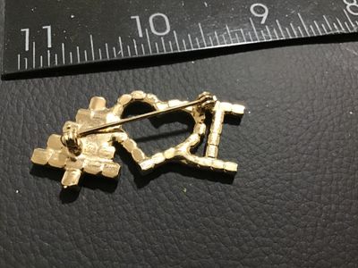 Vintage "I Love Christmas" Rhinestone Brooch Pin