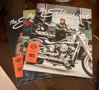 Three issues of Harley-Davidson's "The Enthusiast" magazine, including Vol. 108 and Vol. 109 from 2025, in excellent...