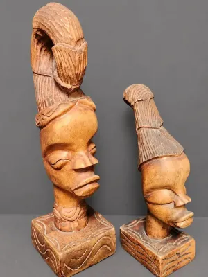 AFRICAN HAND-CARVED TRIBAL HEAD SCULPTURES