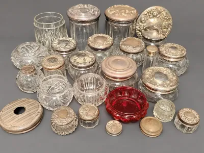 ANTIQUE ART NOUVEAU STYLE DRESSER JARS