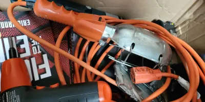 MYSTERY BOX OF LIGHTS AND HAND TOOLS
