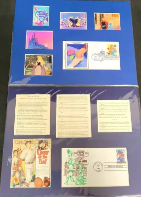 "CASEY AT THE BAT" AND "SLEEPING BEAUTY" MEMORABILIA - STAMPS, ART - DISNEY