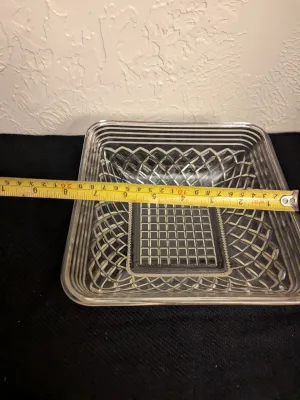 Vintage Square Pressed Glass Bowl- Federal