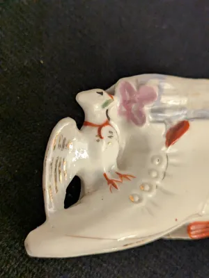 Vintage Porcelain Boot Figurine with Eagle - Made in Japan
