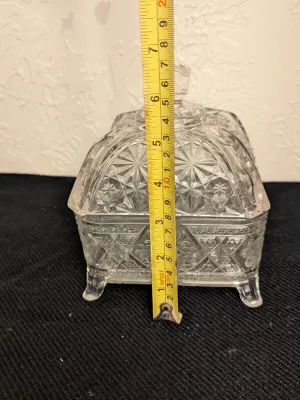 Antique EAPG Footed Glass Jewelry Box