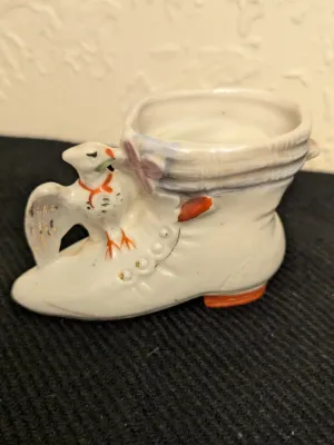 Vintage Porcelain Boot Figurine with Eagle - Made in Japan