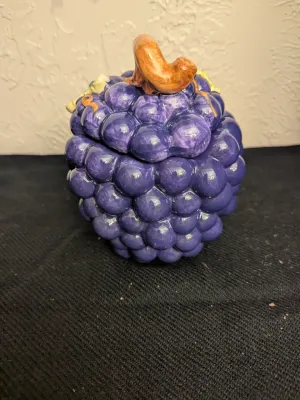 Vintage Ceramic Grape Cluster Lidded Jar