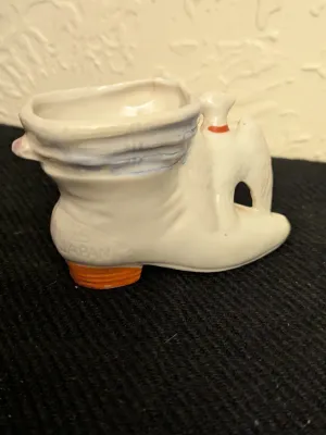 Vintage Porcelain Boot Figurine with Eagle - Made in Japan