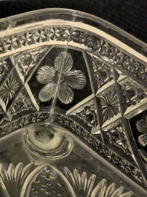 Antique EAPG Footed Glass Jewelry Box