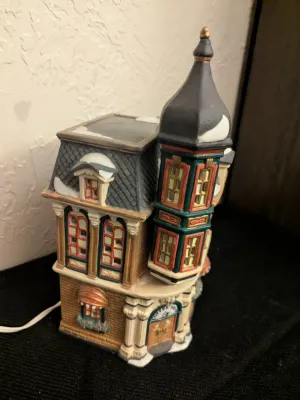 Snow village ceramic building Christmas village Coffee Shop- limited edition "Oh Well" 1993