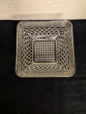 Vintage Square Pressed Glass Bowl- Federal