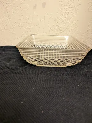 Vintage Square Pressed Glass Bowl- Federal