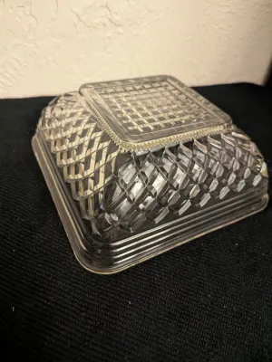 Vintage Square Pressed Glass Bowl- Federal