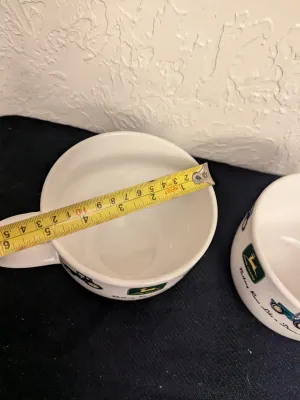 Pair of John Deere Ceramic Soup Mugs by Gibson