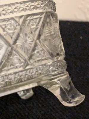 Antique EAPG Footed Glass Jewelry Box