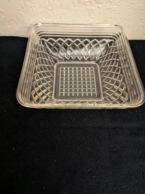 Vintage Square Pressed Glass Bowl- Federal