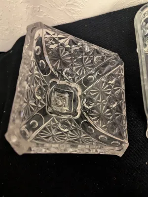 Antique EAPG Footed Glass Jewelry Box