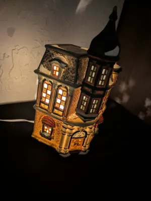 Snow village ceramic building Christmas village Coffee Shop- limited edition "Oh Well" 1993