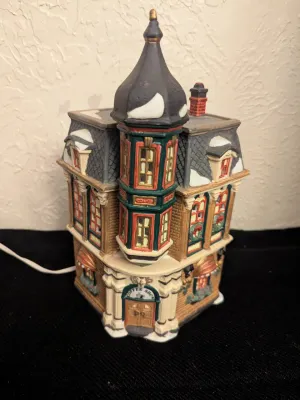 Snow village ceramic building Christmas village Coffee Shop- limited edition "Oh Well" 1993