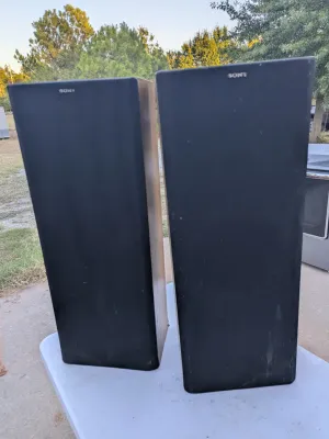 Vintage Sony Woodgrain Floor Speakers Pair