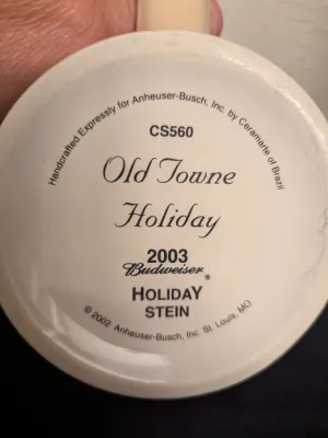 2003 Budweiser 'Old Towne Holiday' Beer Stein