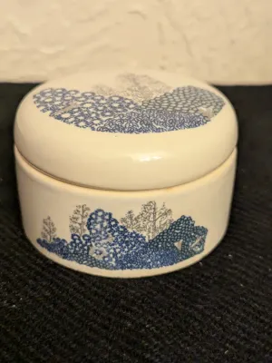Vintage Blue and White Ceramic Trinket Box