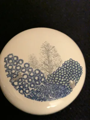 Vintage Blue and White Ceramic Trinket Box